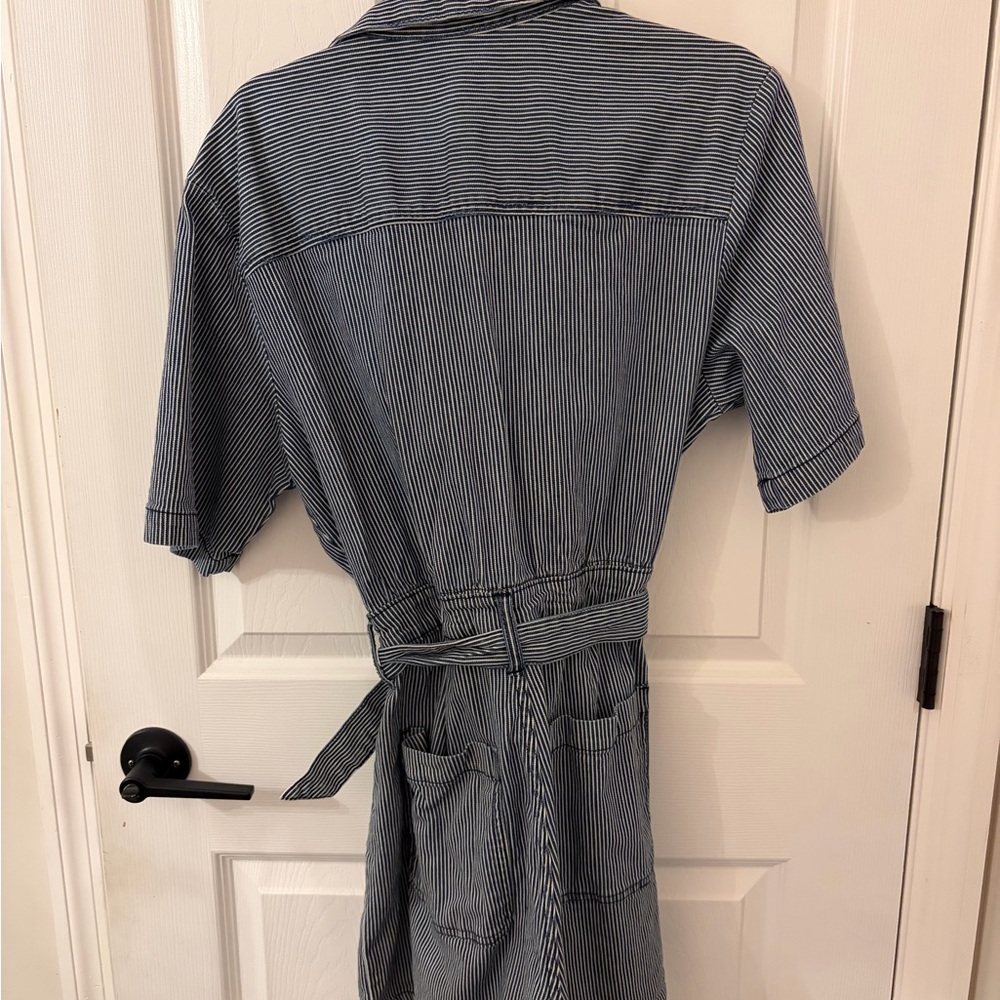 Universal Thread Blue and White Striped Button-Front Romper - Picture 2 of 4